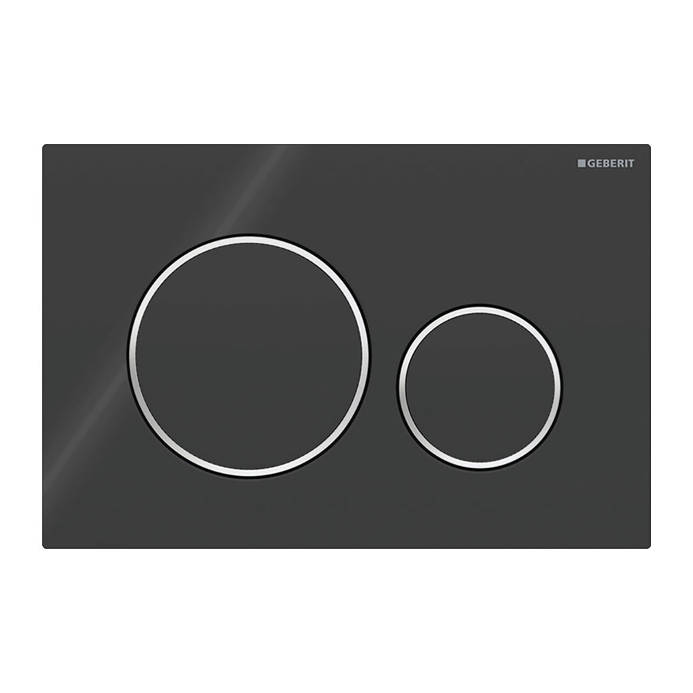 Cutout image of Geberit Sigma20 Round Black / Gloss Chrome Dual Flush plate