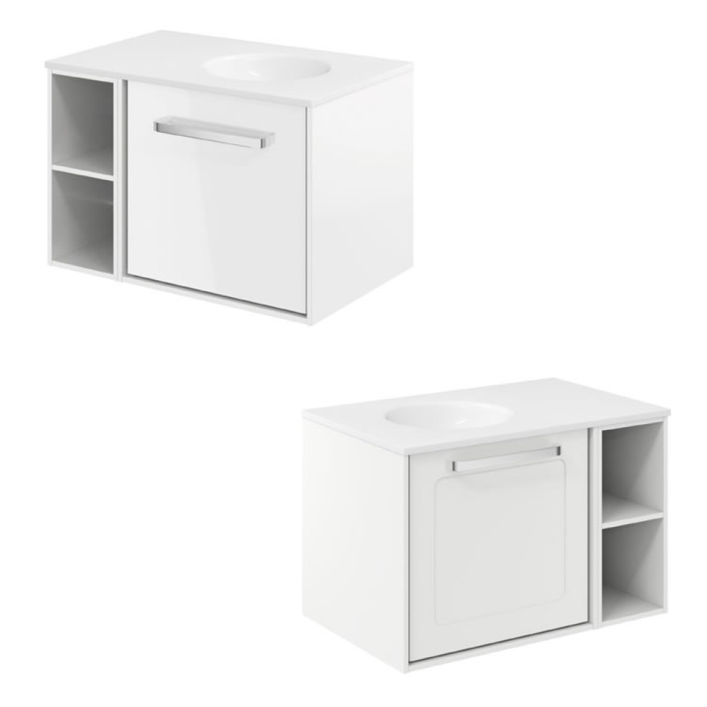 Cutout image of Crosswater Infinity 700mm White Gloss Wall-Hung Vanity Unit & Basin