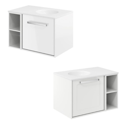Cutout image of Crosswater Infinity 700mm White Gloss Wall-Hung Vanity Unit & Basin