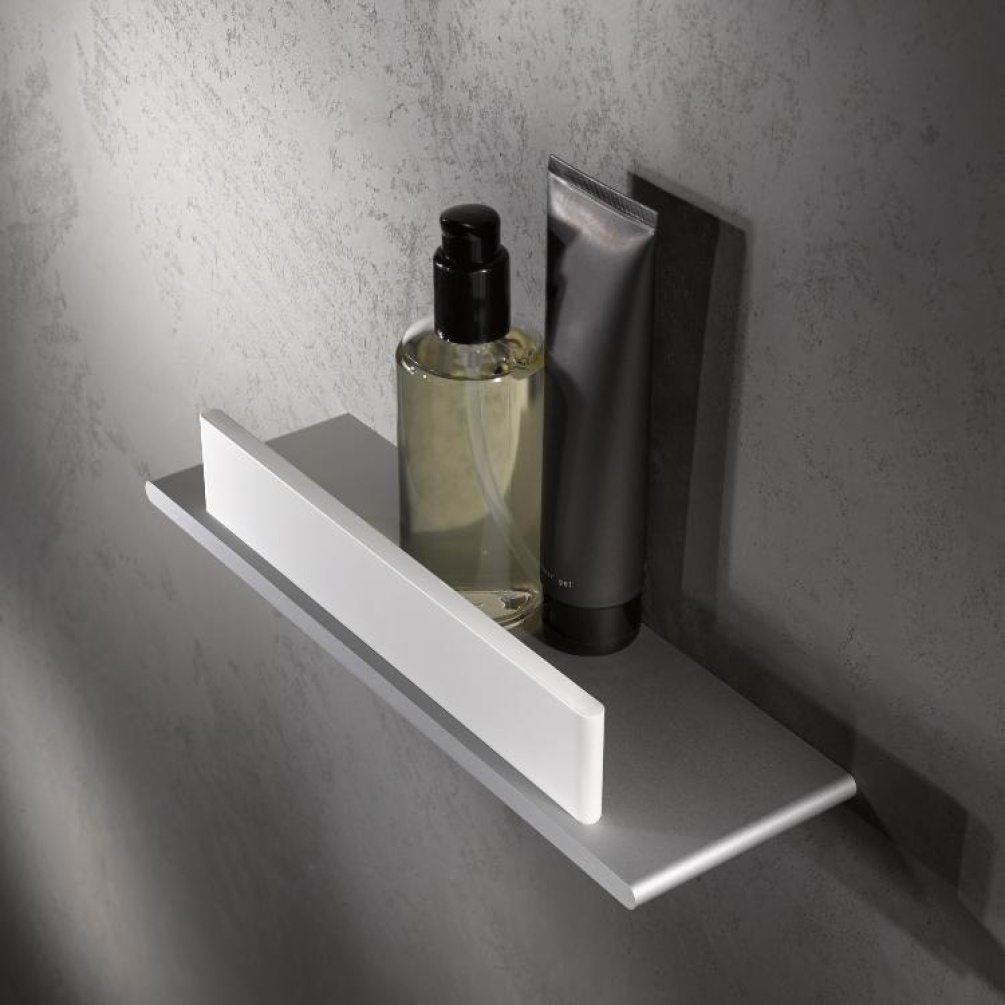 Product Lifestyle image of Keuco Edition 400 Chrome Shower Shelf 11559 170000 with products on top of it