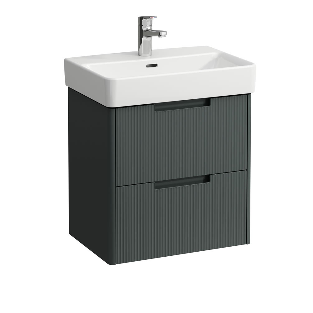 Cutout image of Laufen Juna Traffic Grey 550mm Compact Wall-Hung Vanity Unit & Basin
