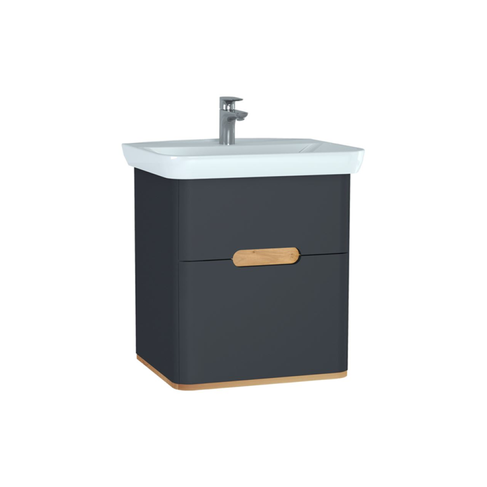 Photo of Vitra Sento Matt Anthracite 650mm Double Drawer Vanity Unit Cutout