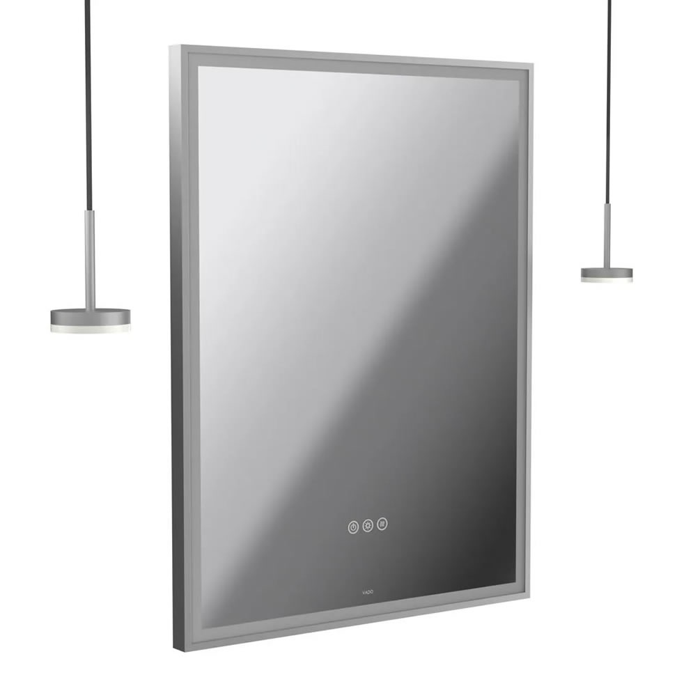 Vado Safari Satin Chrome 600mm Illuminated Mirror With 2 Pendant Disc Lights