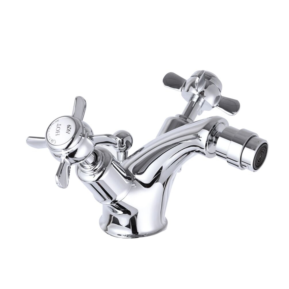 JTP Grosvenor Pinch Chrome Bidet Mixer with Pop Up Waste Cut Out