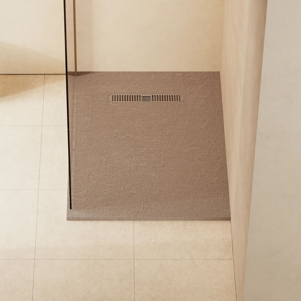 Lifestyle image of Crosswater Vito 1100mm x 800mm Brown Anti-Slip Rectangular Shower Tray