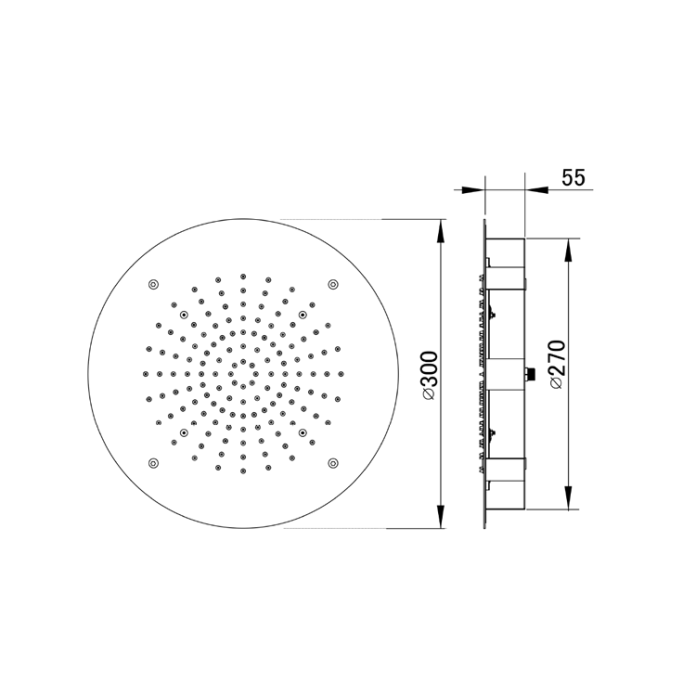 JTP Inox Brushed Stainless Steel 300mm Ceiling Shower Head Sanctuary