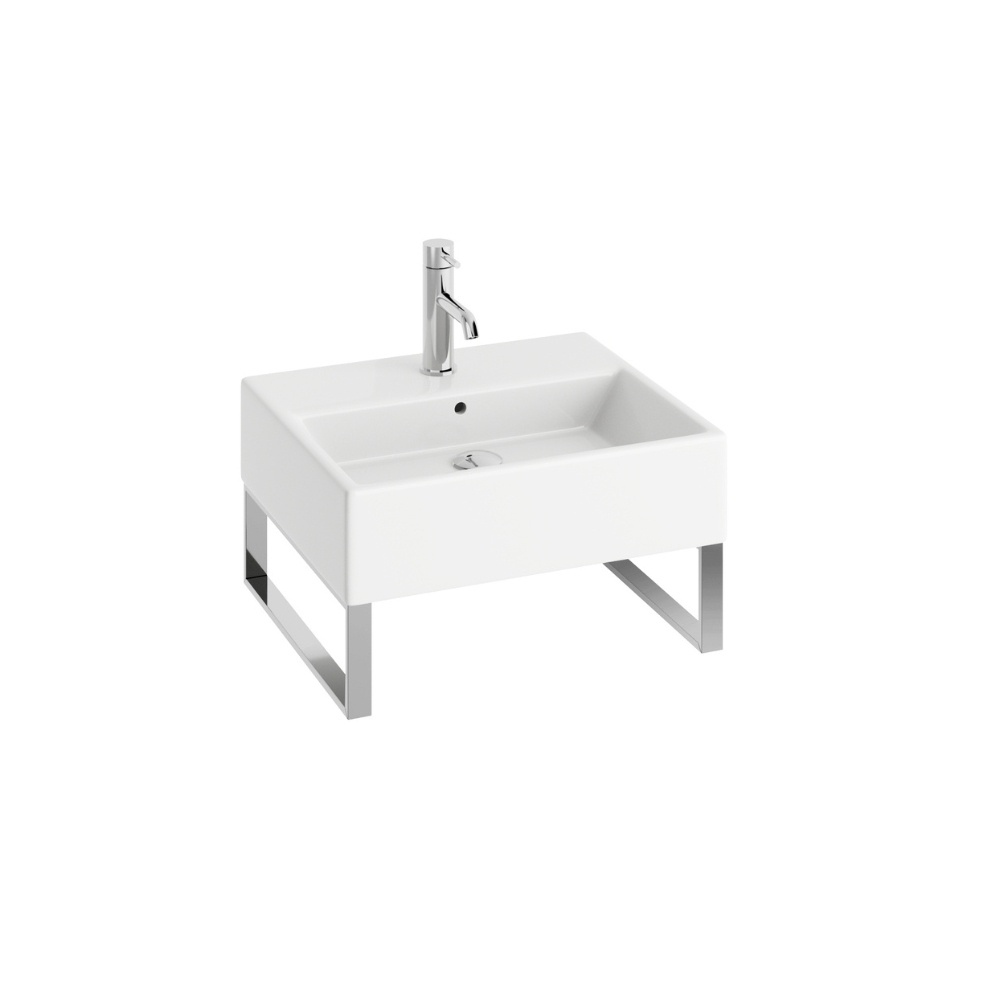 Product Cut out image of the Abacus Concept Pure 500mm Basin with Polished Stainless Steel Towel Hangers with 1 Tap Hole