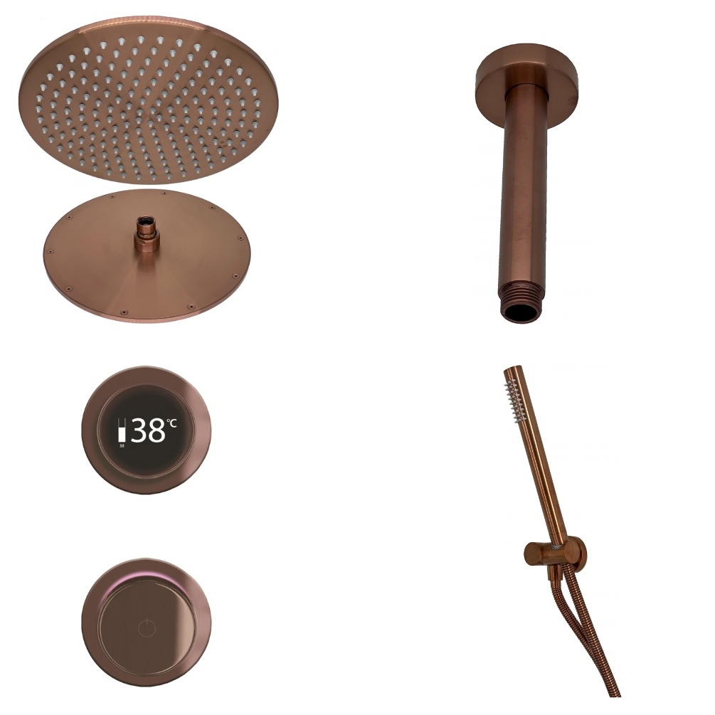 Ted Togo Brushed Bronze Ring Valve Ceiling Shower Arm Cut out