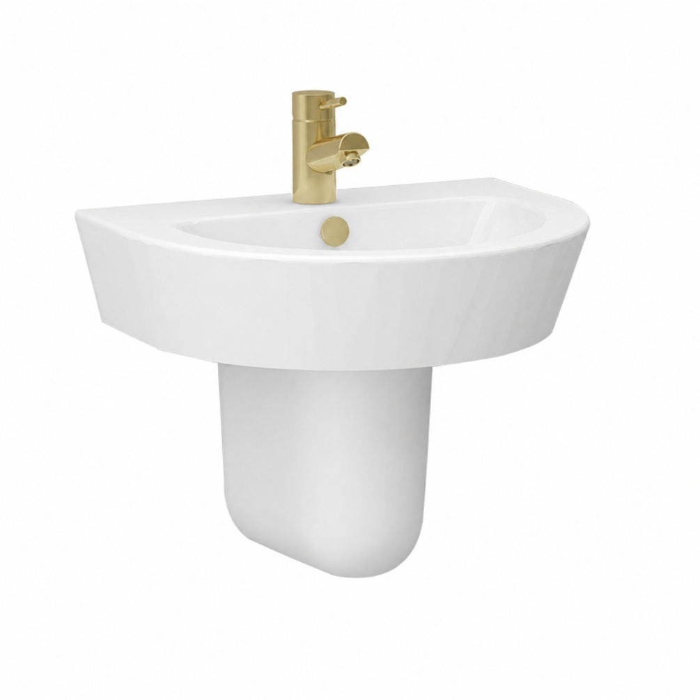 Imex Arco Brushed Brass Semi Pedestal Basin Cut out
