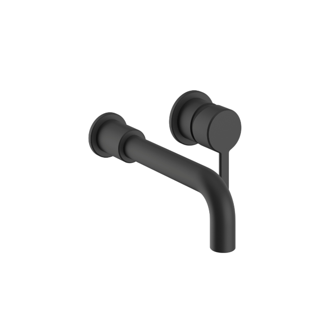 Heritage Dartmouth Matt Black Wall Mounted 2 Tap Hole Basin Mixer