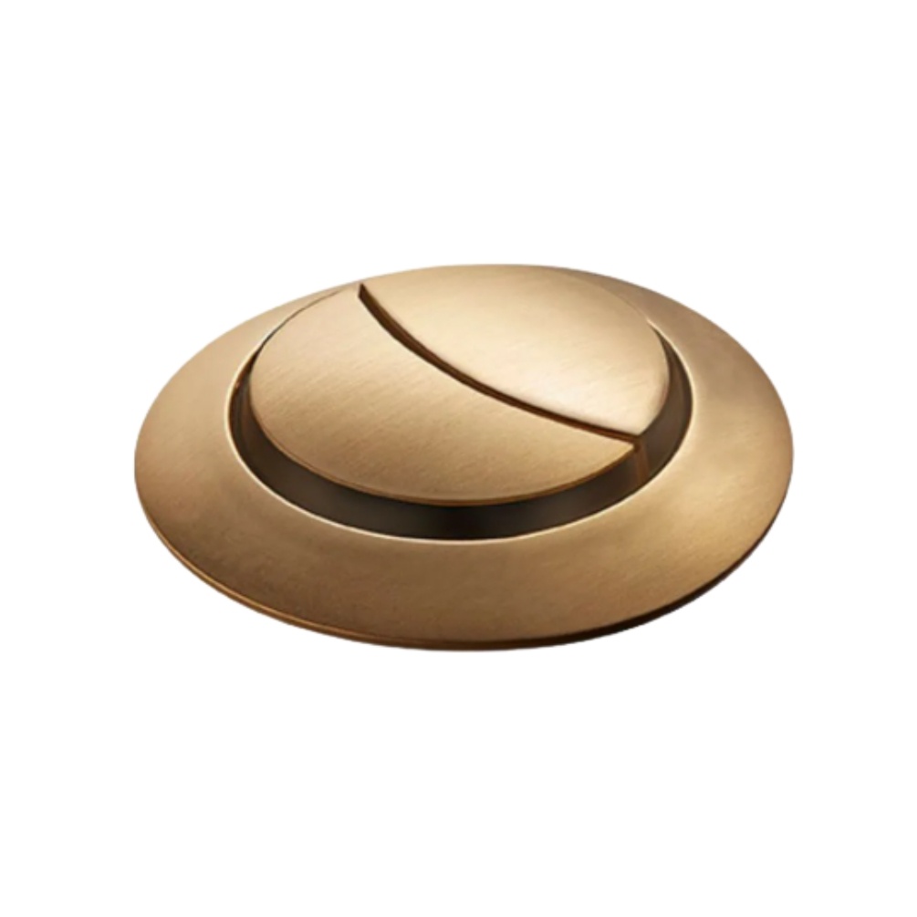 Product cut out image of the Tavistock Brushed Brass Round Dual Flush Button