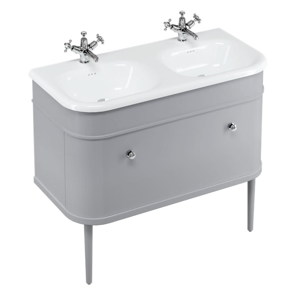 Burlington Chalfont 1000mm Double Basin With Grey Vanity Unit & Legs
