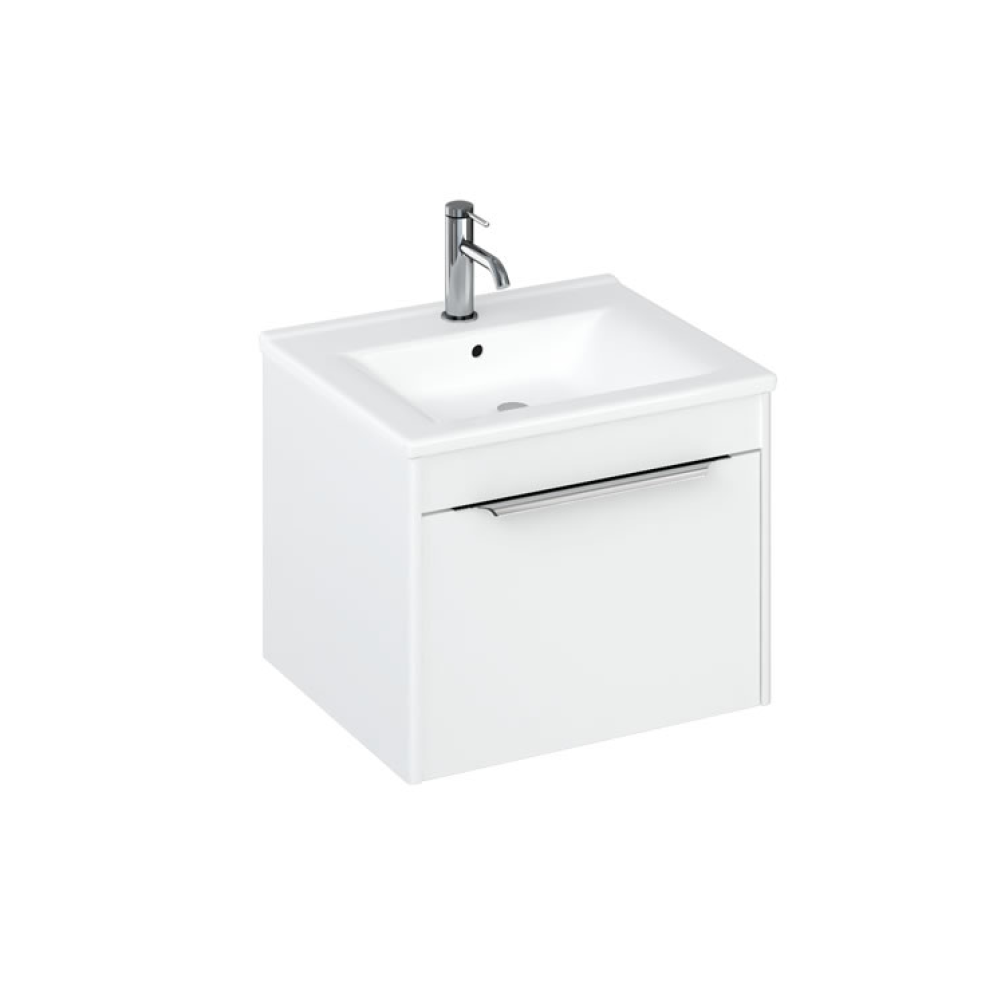 Photo of Britton Bathrooms Shoreditch 550mm Wall Hung Single Drawer Unit & Basin in Matt White Cutout