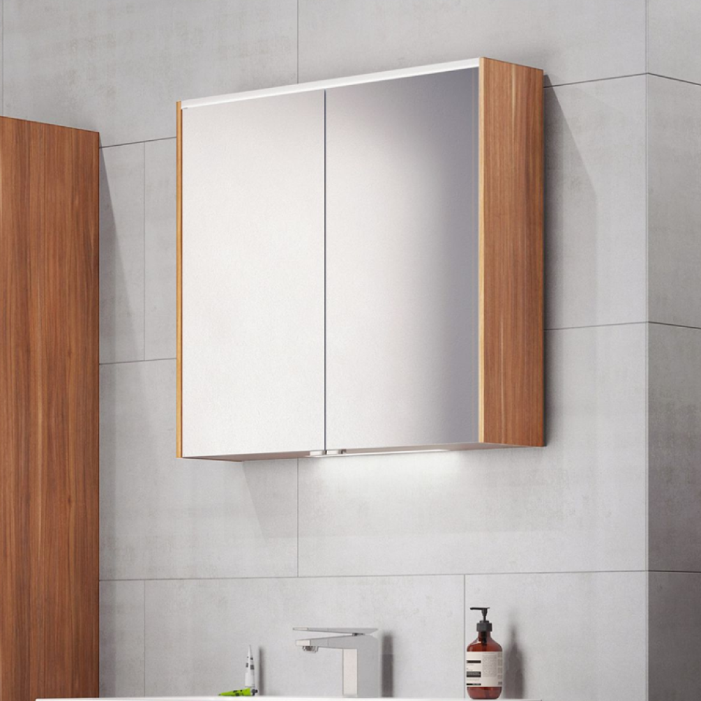 Photo of Vitra Designer M-Line Infinit Plum Tree Double Door Mirror Cabinet 800mm Lifestyle