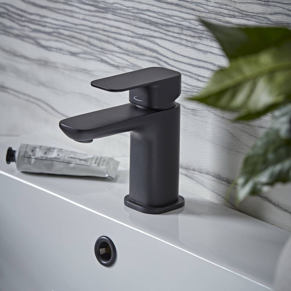Tavistock Haze Matt Black Basin Mixer With Click Waste - Image 1