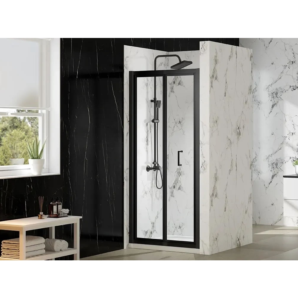 Lifestyle image of Merlyn Mbox 700mm Matt Black Bifold Shower Door