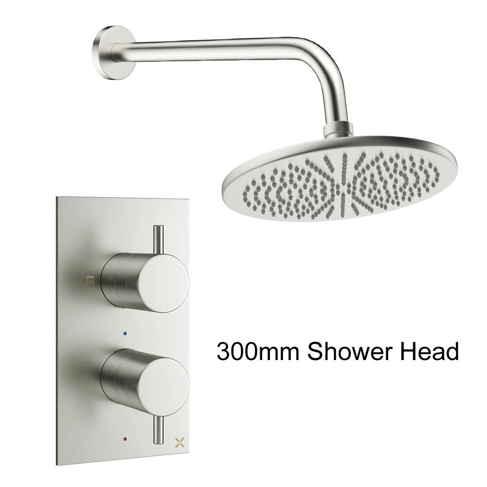 Cutout image of Crosswater Design Brushed Nickel Single Outlet Rainfall Shower Set 300mm head