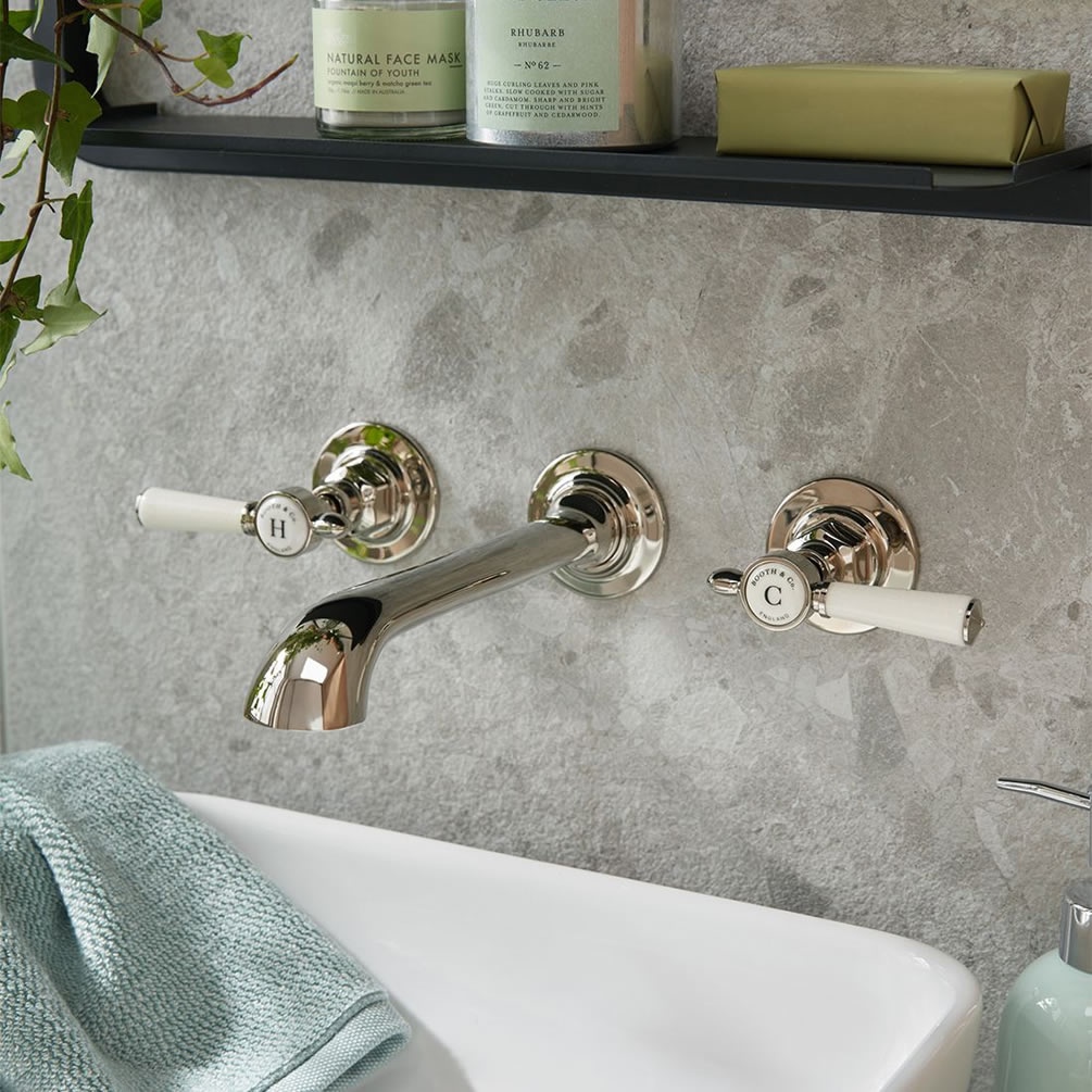 Booth & Co. Axbridge Lever Nickel Wall-Mounted Basin Mixer - Lifestyle Image