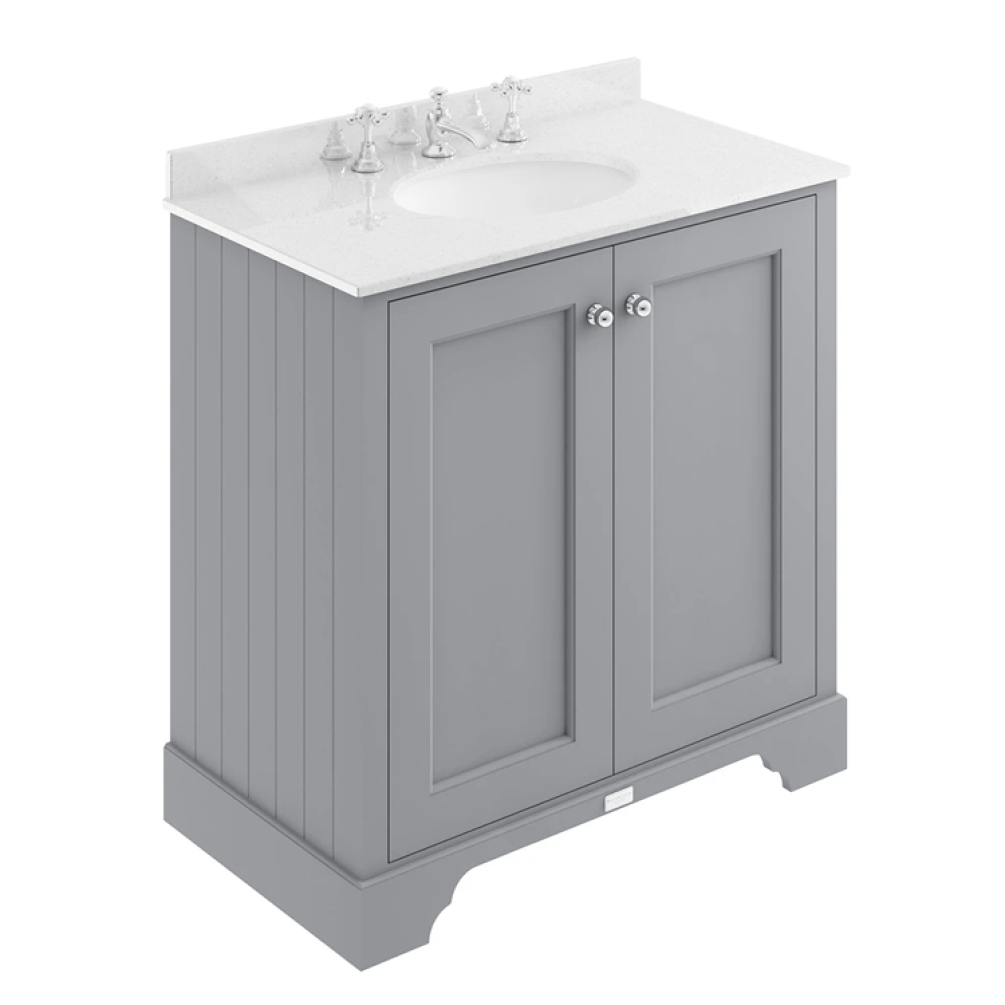 Photo of Bayswater Plummett Grey 800mm 2 Door Vanity Unit & White Worktop