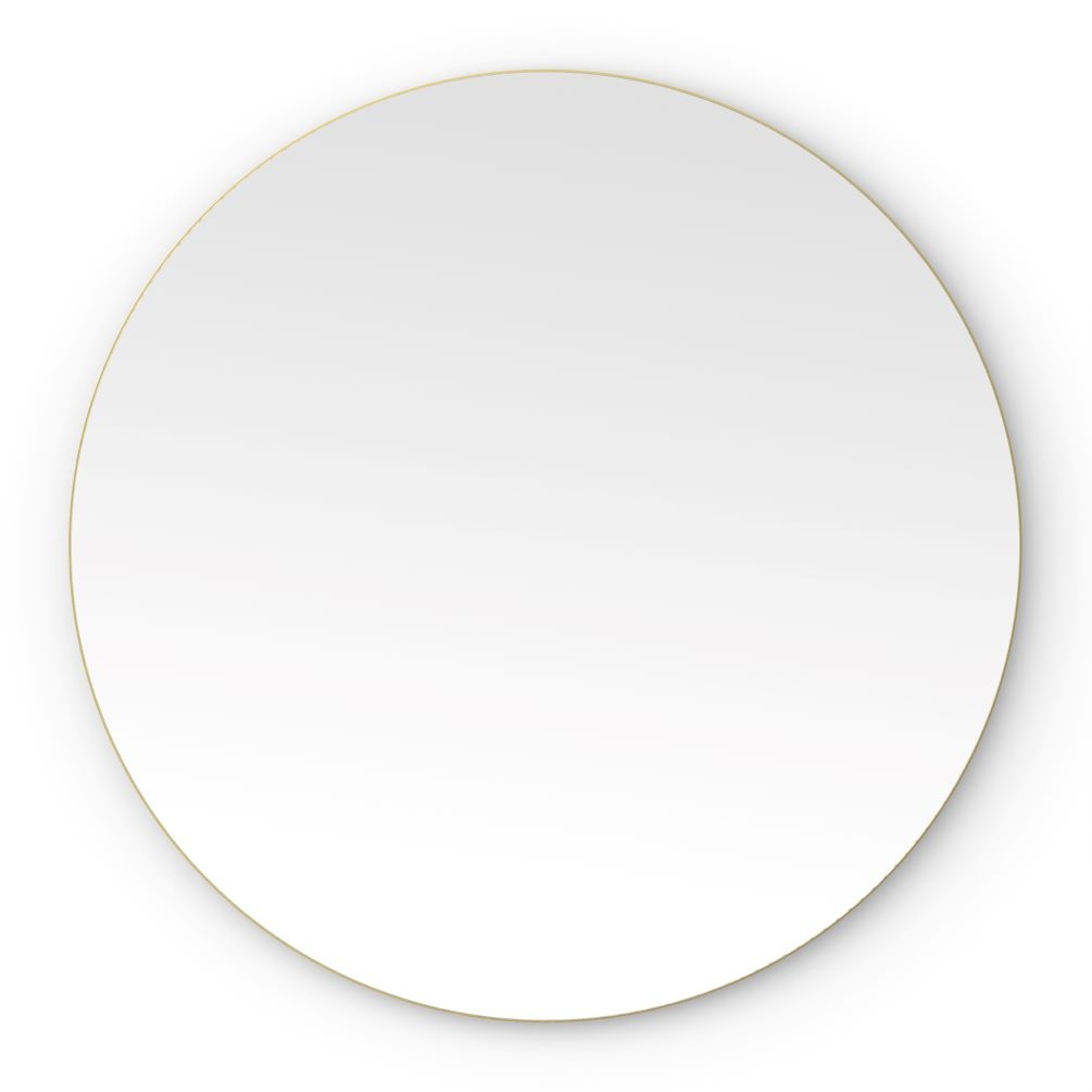 Front on cut out image of Origins Living Oslo Round 800mm Brushed Brass Mirror