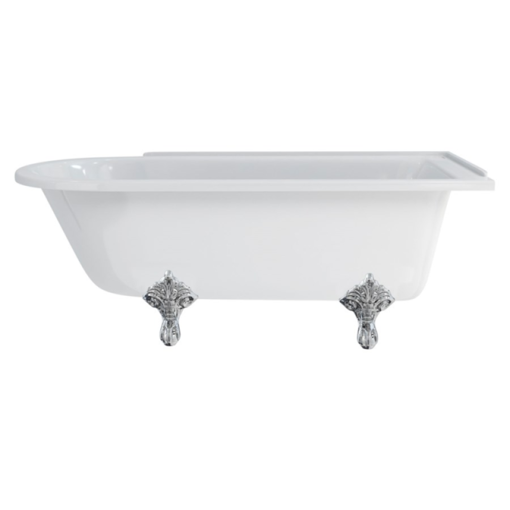 Burlington Hampton 1700mm Right Hand Freestanding Shower Bath With Traditional Chrome Feet