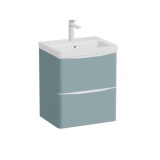 Vado Cameo 500mm Cove Blue Wall Hung 2 Drawer Vanity Unit & Gloss White Basin