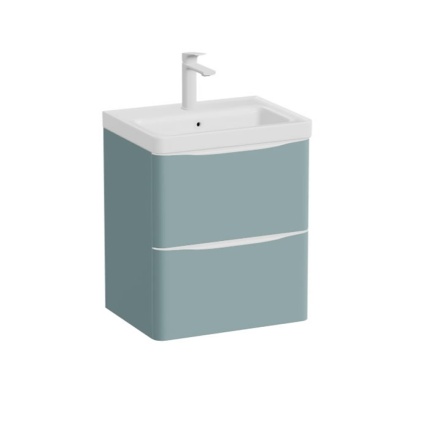 Vado Cameo 500mm Cove Blue Wall Hung 2 Drawer Vanity Unit & Gloss White Basin
