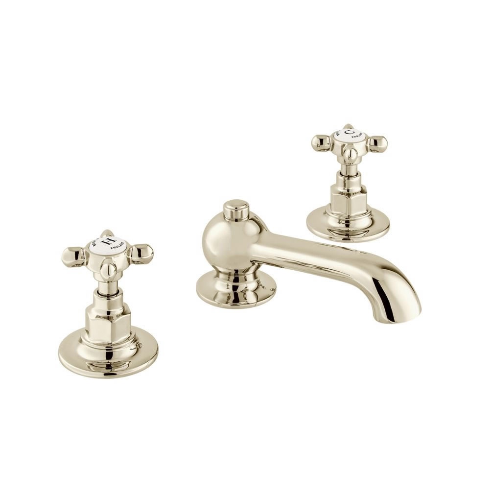 Booth & Co. Axbridge Cross Nickel 3 Tap Hole Basin Mixer With Pop Up Waste