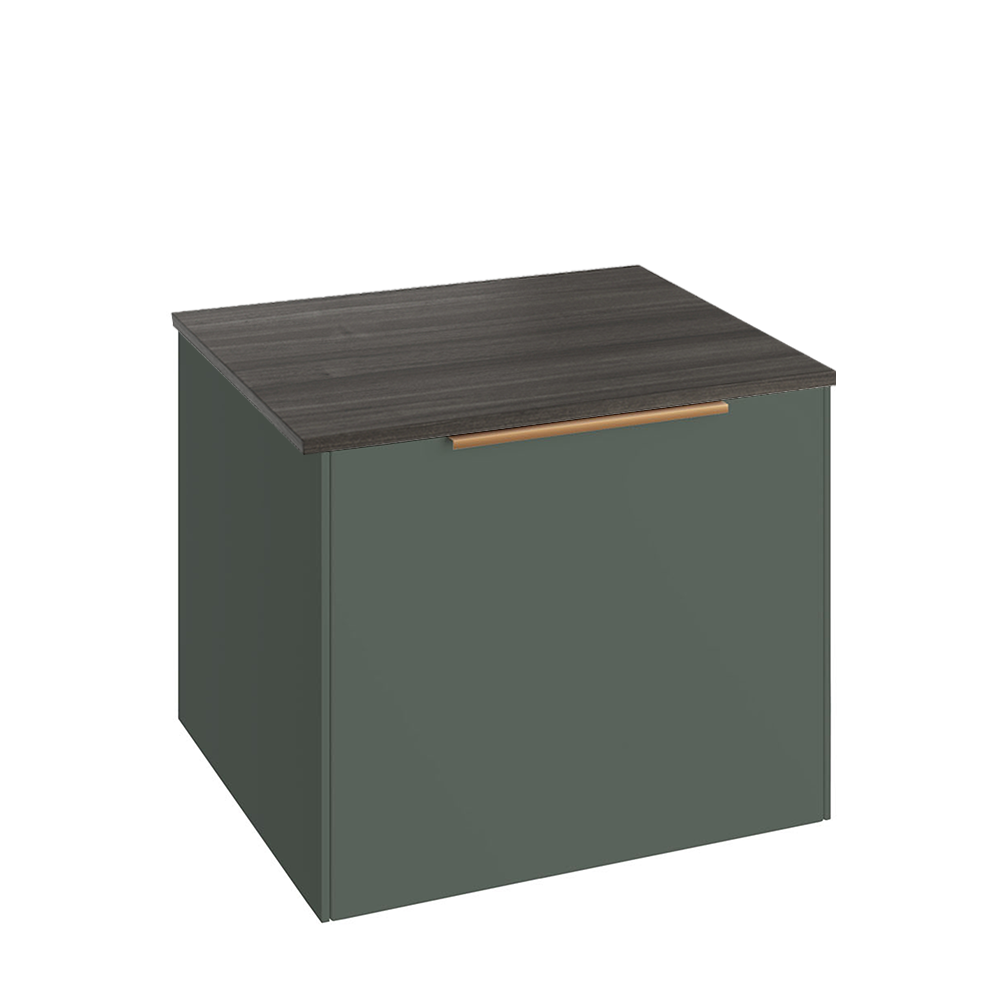 Abacus Concept Sit On Sage Green 600mm Vanity Unit - Lava Countertop