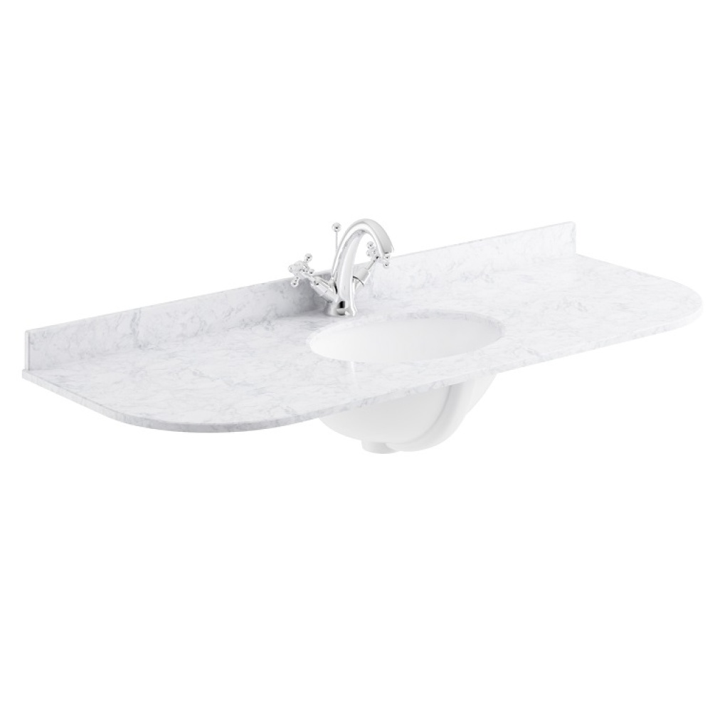 Product cut out image of BAYC240 Bayswater 1200mm Single Bowl with Radius 1 Tap Hole Marble White