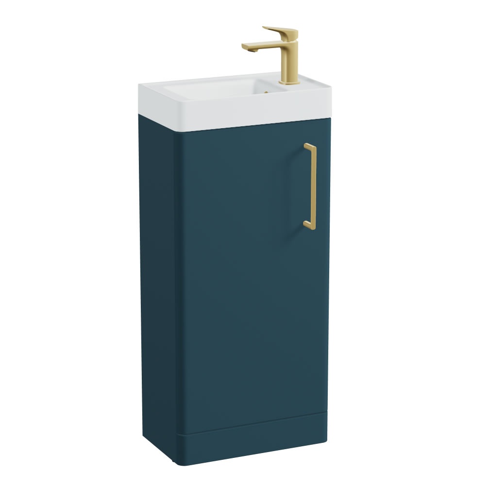 Vado Cameo 400mm Arctic Blue Floorstanding Vanity Unit & Arctic White Basin - Right Hand