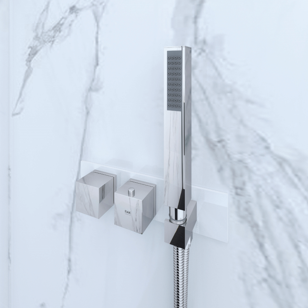 Lifestyle Photo of RAK Feeling Square Dual Shower Valve and Kit in White