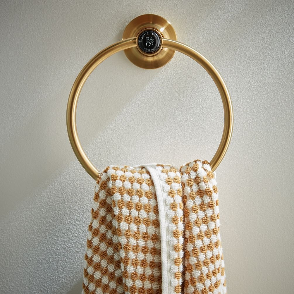 Booth & Co. Axbridge Brushed Brass/Black Towel Ring - Lifestyle Image 1