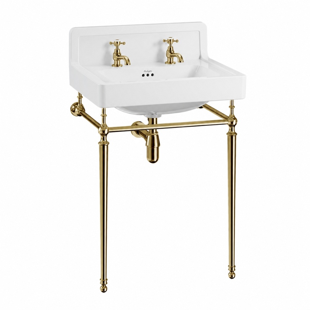 Product Cut out image of the Burlington Contemporary Upstand 610mm Basin & Gold Washstand
