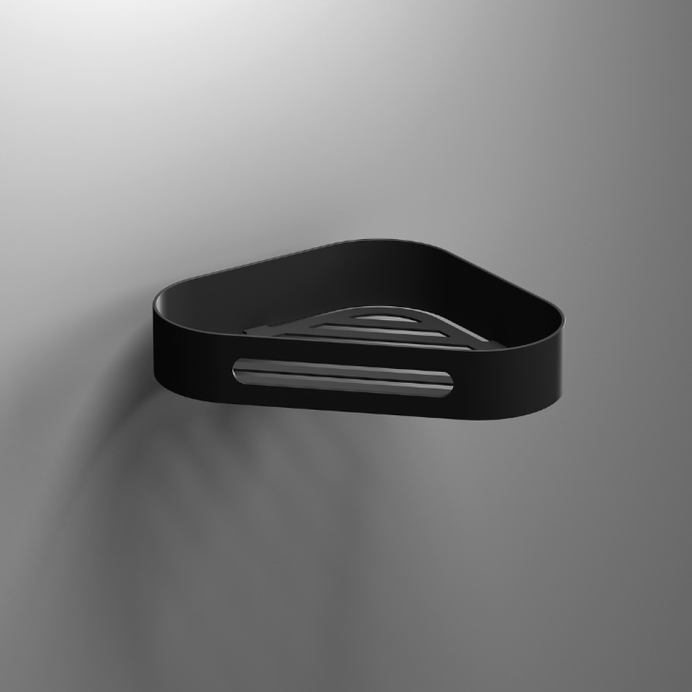 Close up product image of the Origins Living S5 Matt Black Fahrenheit Corner Basket