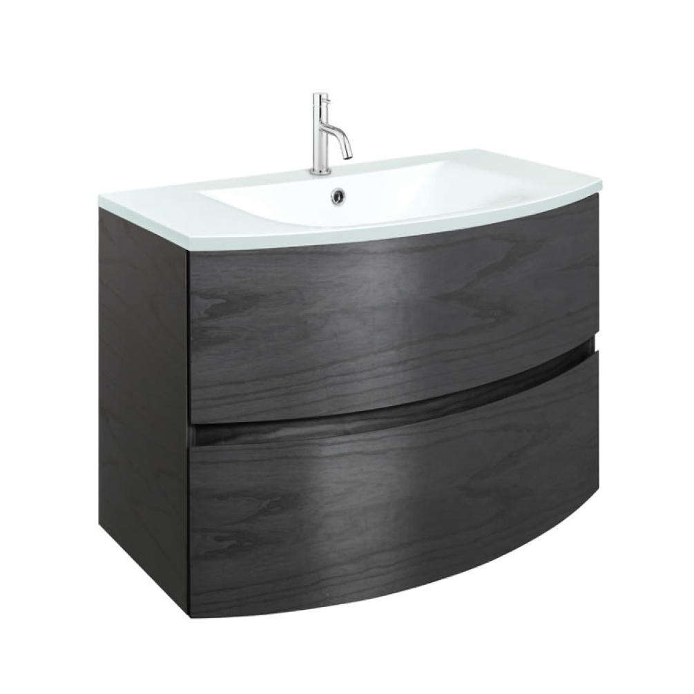 Cutout image of Crosswater Svelte 800 Grey Ash Wall-Hung Vanity Unit & Ice White Basin