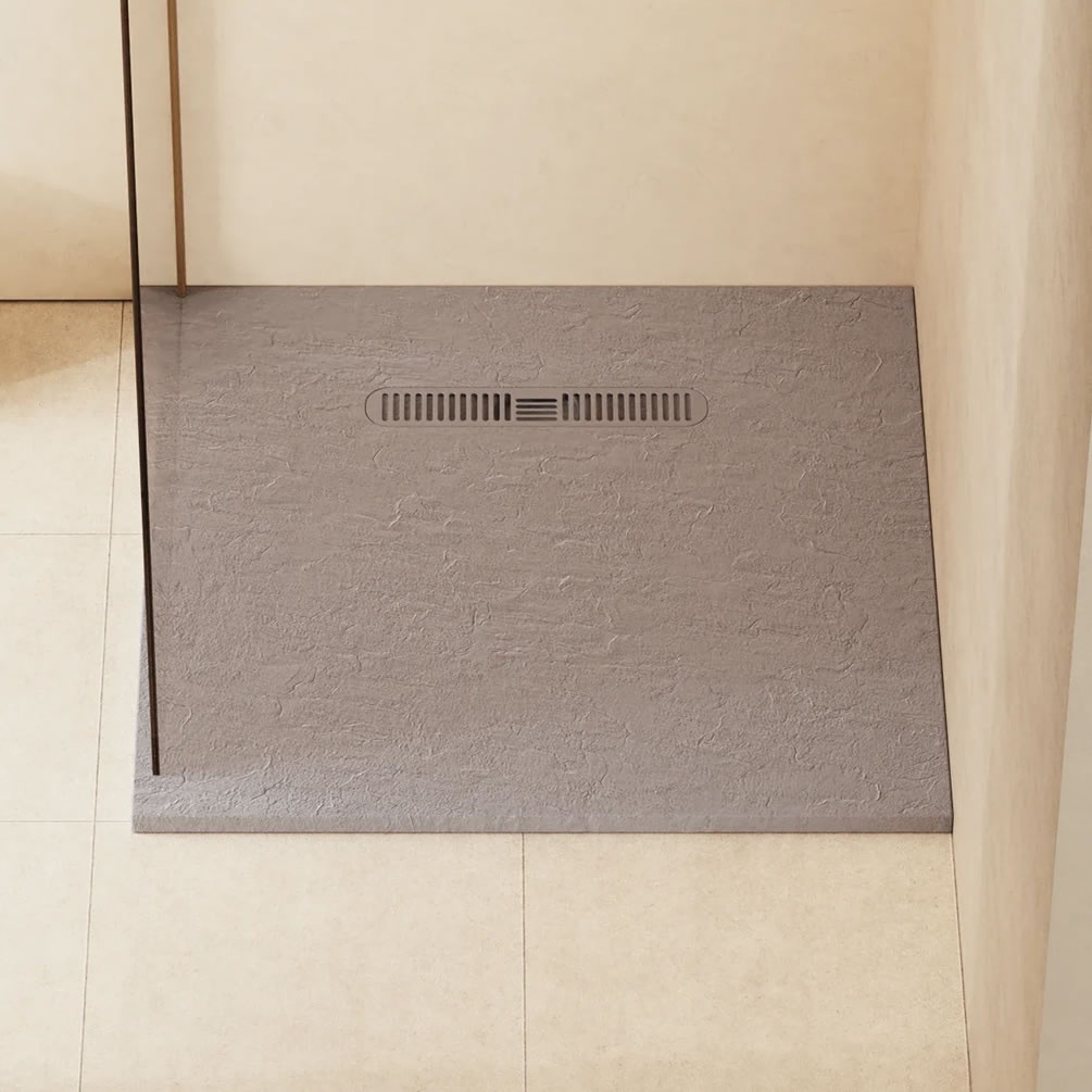 Lifestyle image of Crosswater Vito 900mm Light Grey Anti-Slip Square Shower Tray