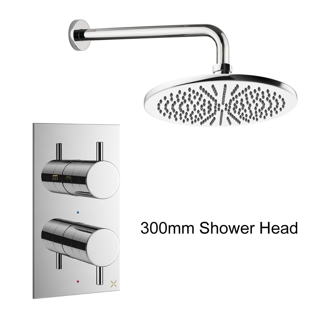 Cutout image of Crosswater Design Chrome Single-Outlet Rainfall Shower Set 300mm shower head
