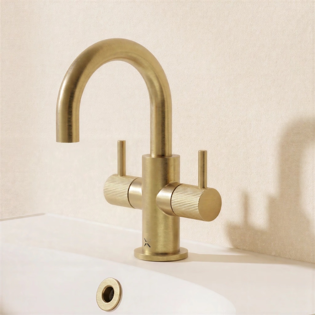 Crosswater MPRO Flute Brushed Brass Mini Monobloc Basin Tap Lifestyle