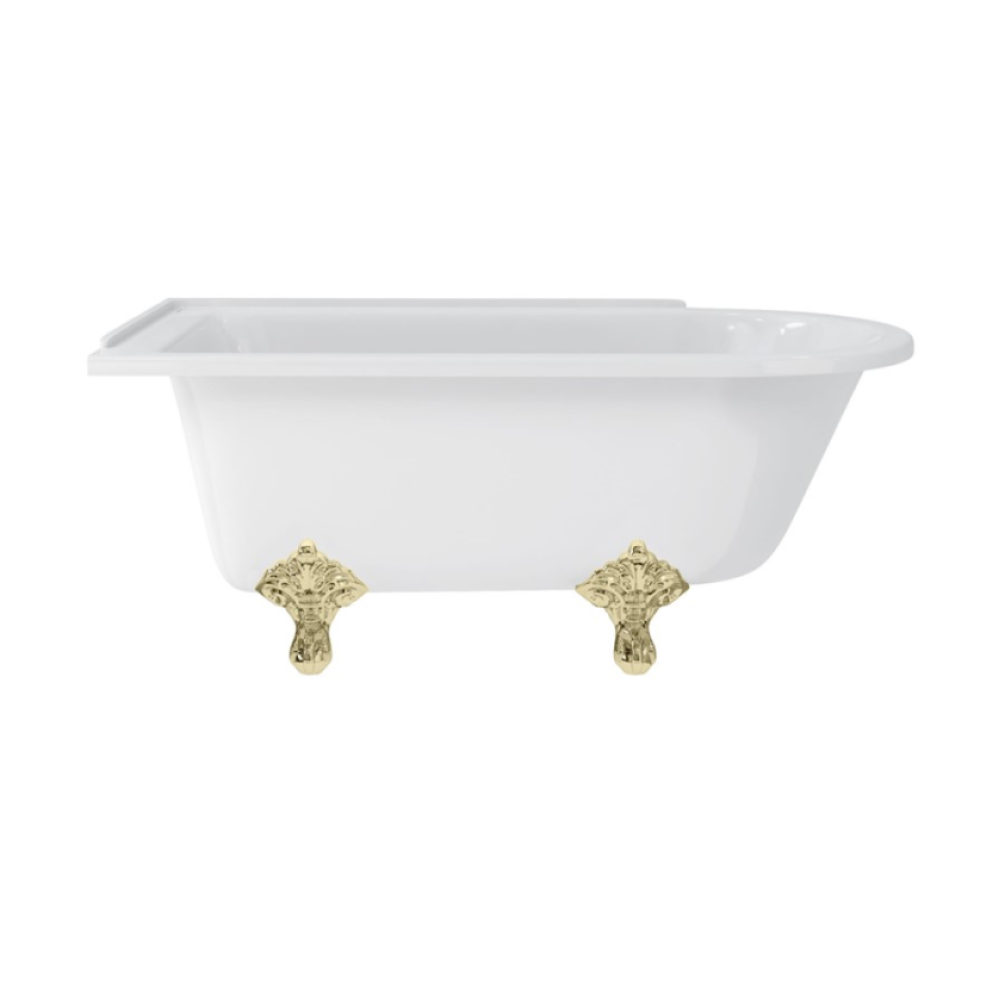 Burlington Hampton 1700mm Left Hand Shower Bath With Gold Traditional Feet