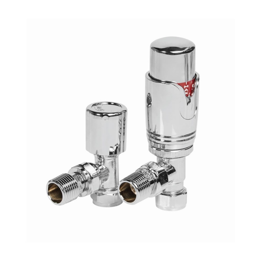 Velaro Chrome Angled Thermostatic Rad Valves | Sanctuary