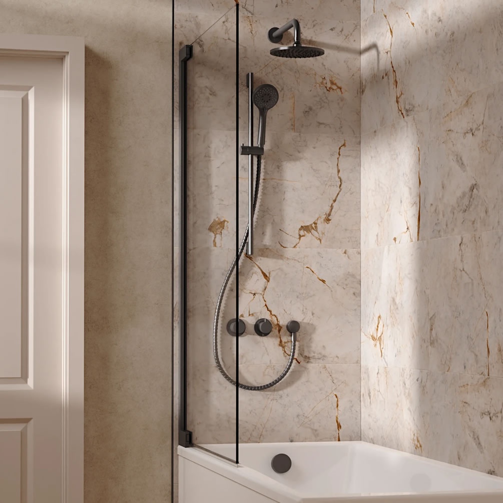 Lifestyle image of Crosswater Module Slate Triple Outlet Slide Rail Shower Bath Set