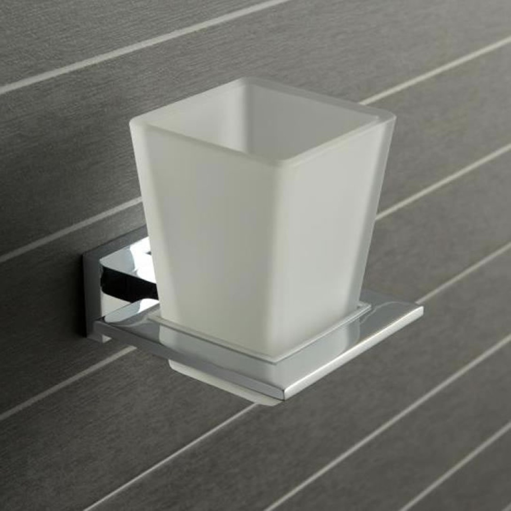 Vado Level Frosted Glass Tumbler & Holder image 1