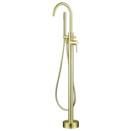 Cutout image of Sanctuary Apex Brushed Brass Freestanding Bath Shower Mixer