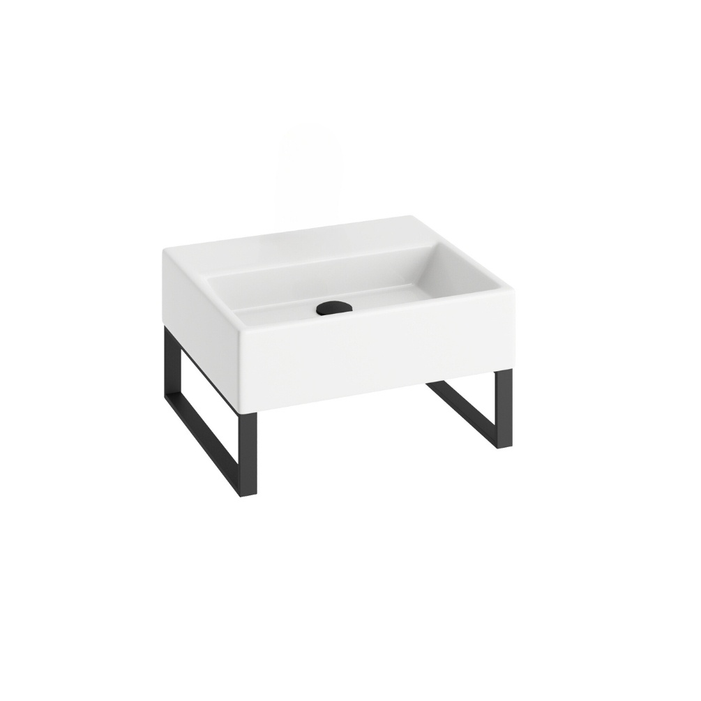 Product Cut out image of the Abacus Concept Pure 500mm Basin with Matt Black Towel Hangers with 0 Tap Holes