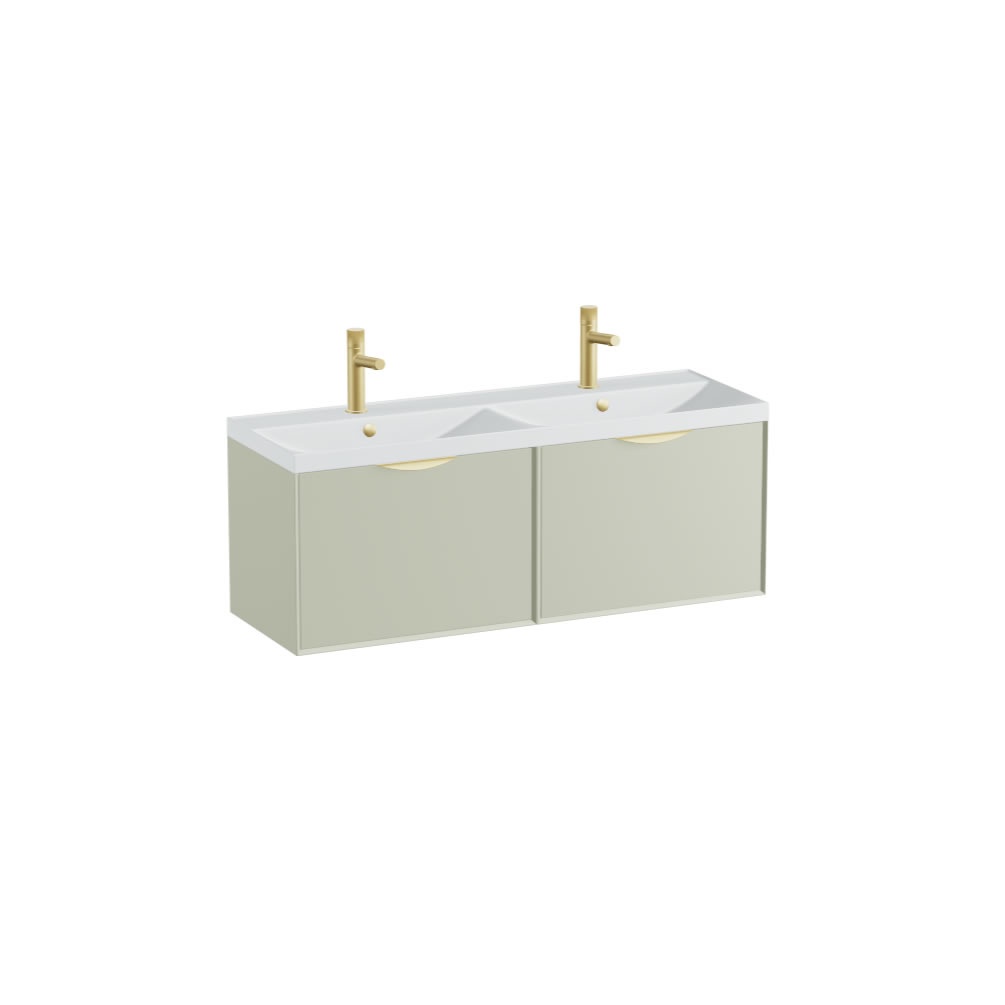 Vado Safari Smooth 1200mm Sage Green Wall Hung Vanity Unit & Arctic White Basin