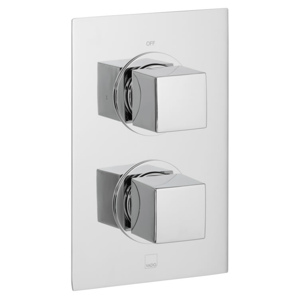Cutout image of Vado Mix2 Single Outlet Thermostatic Shower Valve.