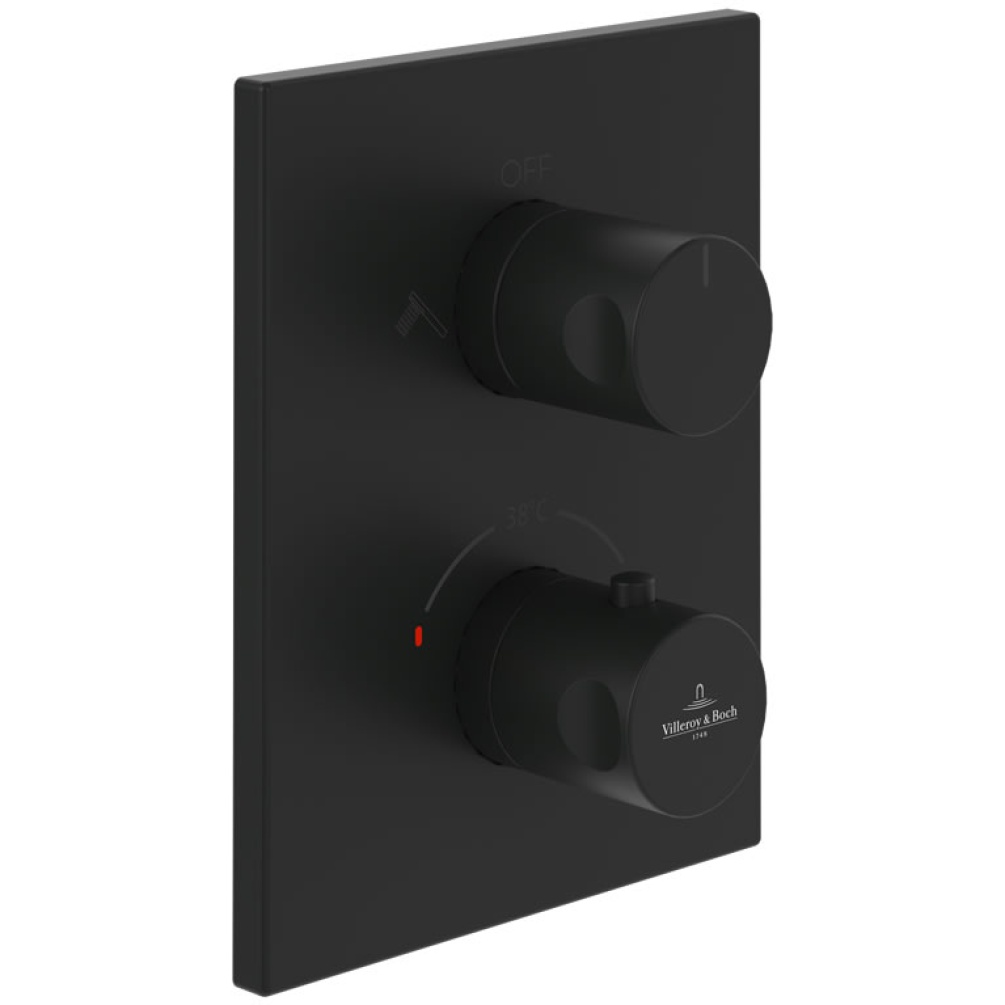 Villeroy & Boch Universal Matt Black 2 Outlet 2 Handle Thermostatic Shower Valve