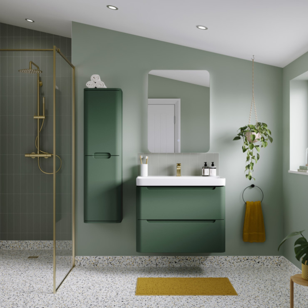 Apex Matt Sage Green 800mm Wall Hung Vanity Unit & Basin