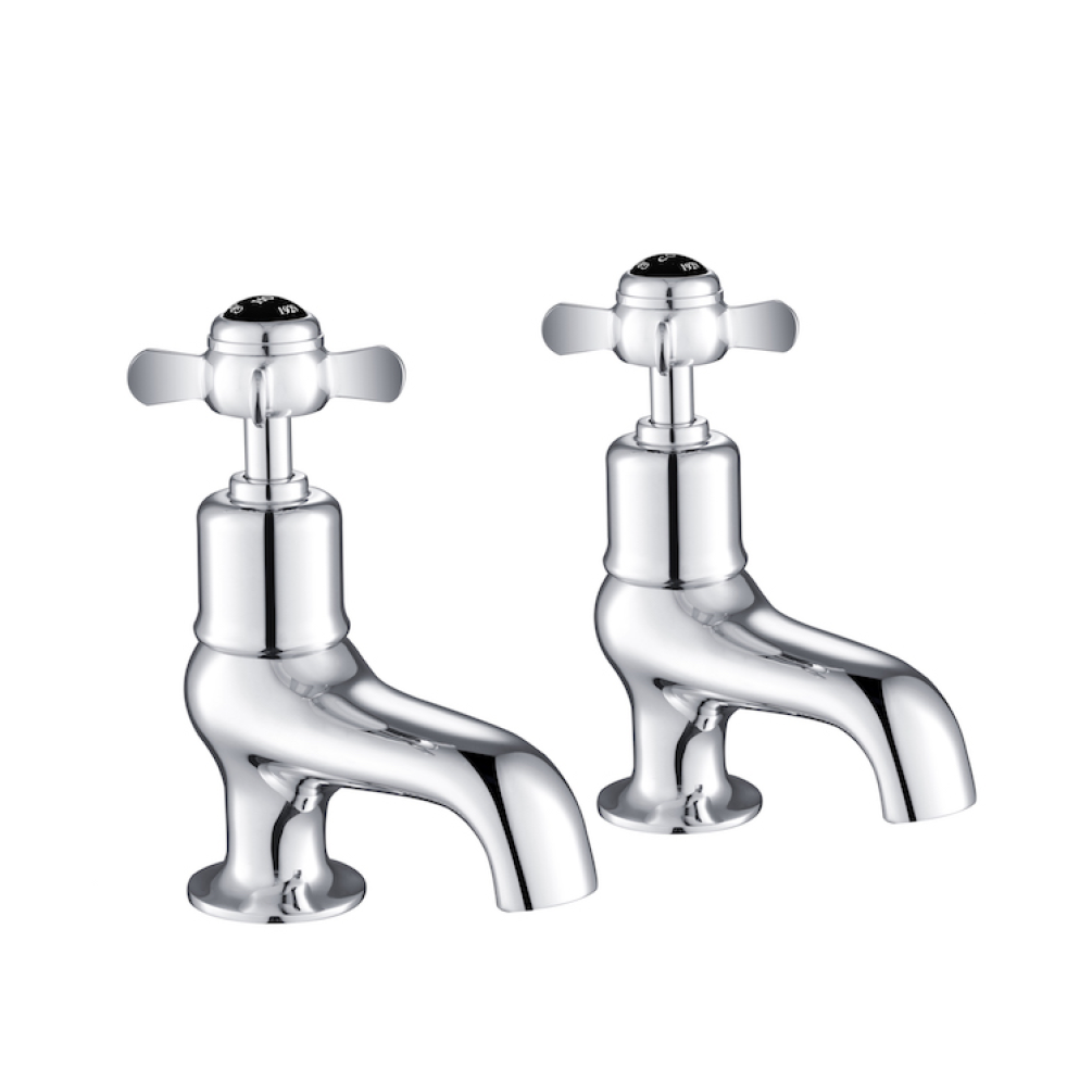 Photo of JTP Grosvenor Pinch Chrome Bath Taps Cutout - Black Indices